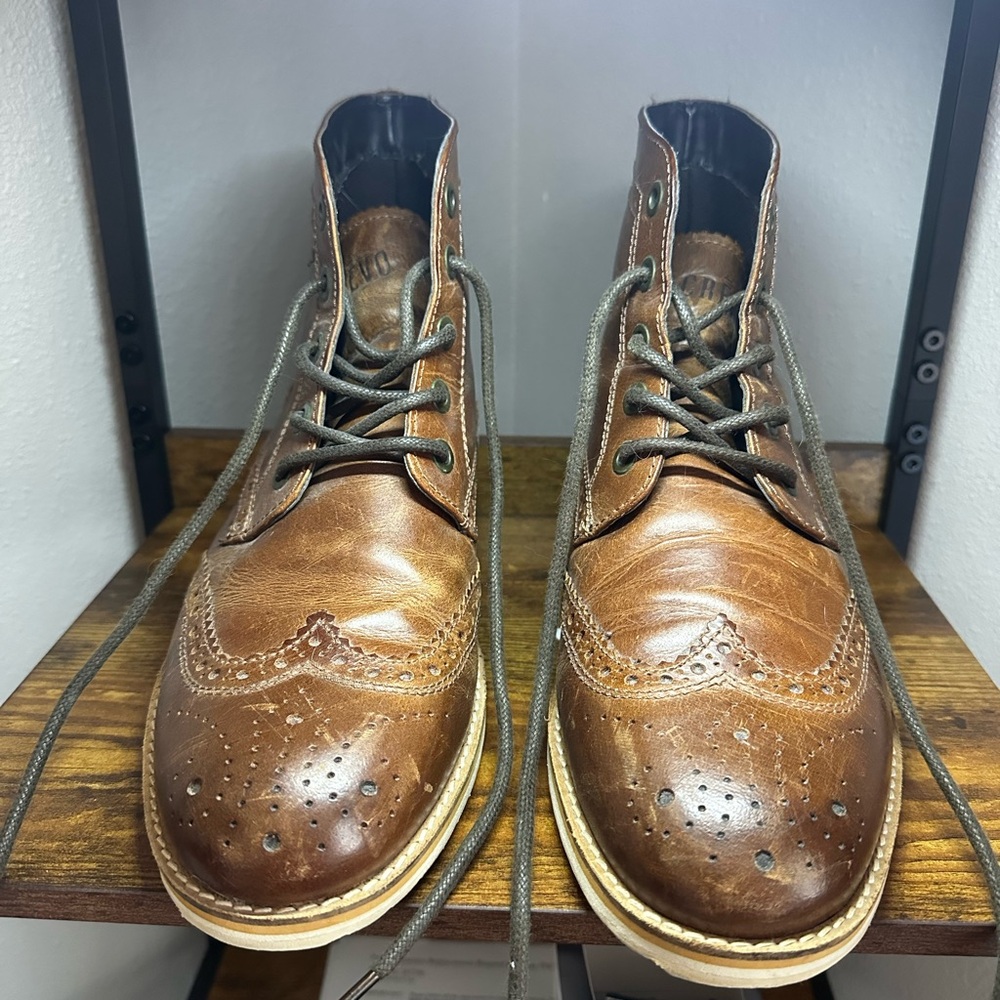 Brown Leather Wingtip Brogue Boots